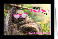 Happy Valentine’s Day Son & Grilfriend Cute Slot Humor card