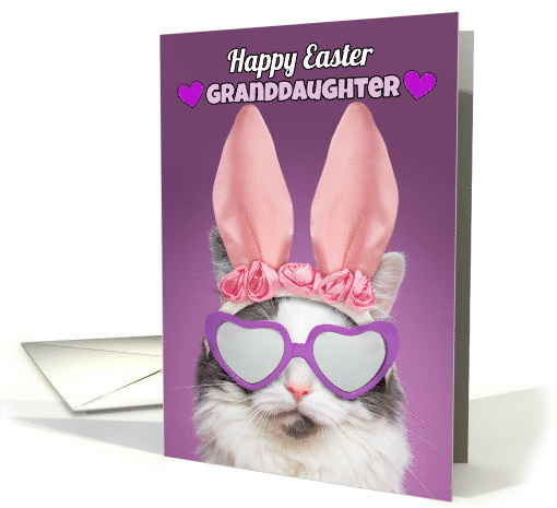 Happy Easter Granddaughter Cat in Bunny Ears Humor card (1558822)