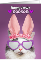 Happy Easter Godson Cat in Bunny Ears Humor card