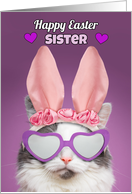 Happy Easter Sister Cat in Bunny Ears Humor card