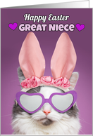 Happy Easter Great Niece Cat in Bunny Ears Humor card