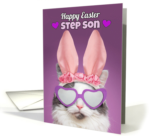 Happy Easter Step Son Cat in Bunny Ears Humor card (1559104)