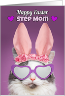 Happy Easter Step Mom Cat in Bunny Ears Humor card