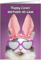 Happy Easter Mother-in-Law Cat in Bunny Ears Humor card