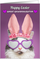 Happy Easter Great Granddaughter Cat in Bunny Ears Humor card