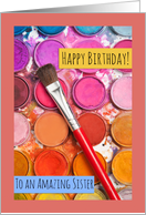 Happy Birthday Sister Watercolor Paints card