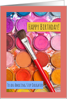 Happy Birthday Step Daughter Watercolor Paints card