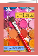 Happy Birthday Grandson Watercolor Paints card