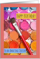 Happy Birthday Cousin Watercolor Paints card
