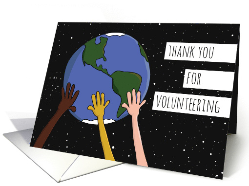 Thank You For Volunteering Hands Holding Earth card (1560534)