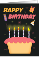 Happy Birthday for Anyone Colorful Cake With Illuminated Candles card