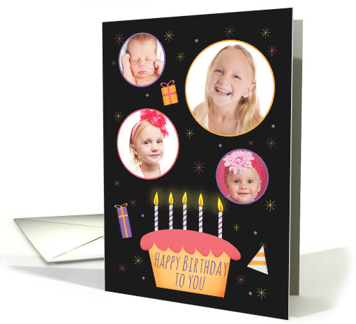 Happy Birthday For Anyone Cake and Gifts Insert Your Photos card