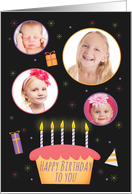 Happy Birthday For Anyone Cake and Gifts Insert Your Photos card