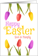 Happy Easter Son & Family Pretty Tulips card