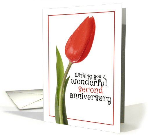 Happy Second Anniversary Beautiful Red Tulip card (1562160)