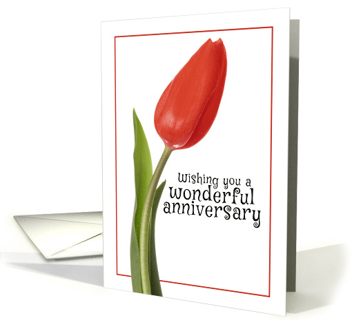 Happy Anniversary Beautiful Red Tulip card (1562186)