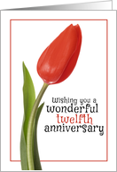 Happy 12th Anniversary Beautiful Red Tulip card