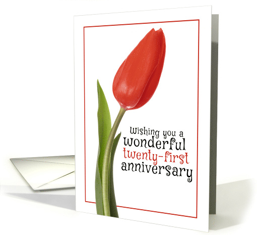 Happy 21st Anniversary Beautiful Red Tulip card (1562280)