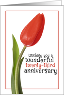 Happy 23rd Anniversary Beautiful Red Tulip card