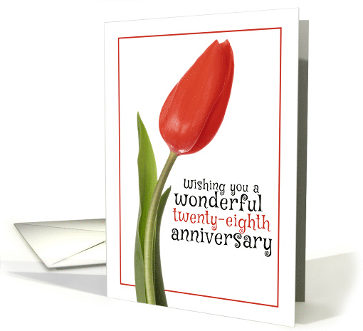 Happy 28th Anniversary Beautiful Red Tulip card (1562296)