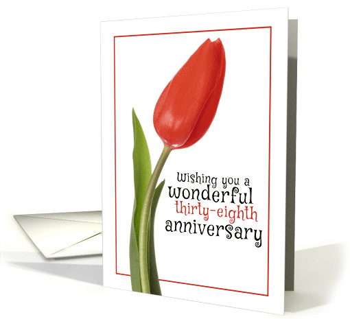 Happy 38th Anniversary Beautiful Red Tulip card (1562356)