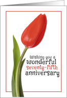 Happy 75th Anniversary Beautiful Red Tulip card