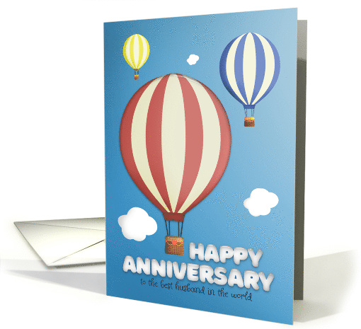 Happy Anniversary Husband Hot Air Balloons card (1562598)