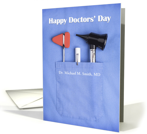 Happy Doctors' Day Doctor's Scrub Pocket Custom Name card (1562754)
