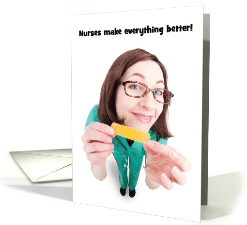 Happy Nurses Day Funny Nurse With Bandage Humor card (1565744)