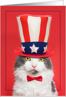Happy Fourth of July Cute Cat in Hat Humor card