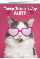 Happy Mother’s Day Aunt Cute Cat in Heart Glasses Humor card