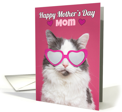 Happy Mother's Day Mom Cute Cat in Heart Glasses Humor card (1567100)