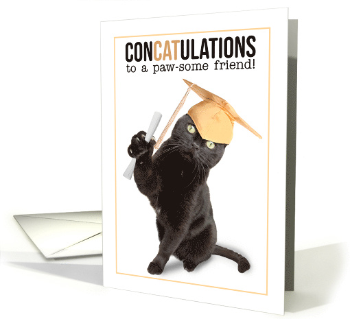 Congratulations Graduate Friend Funny Cat Puns Humor card (1568142)