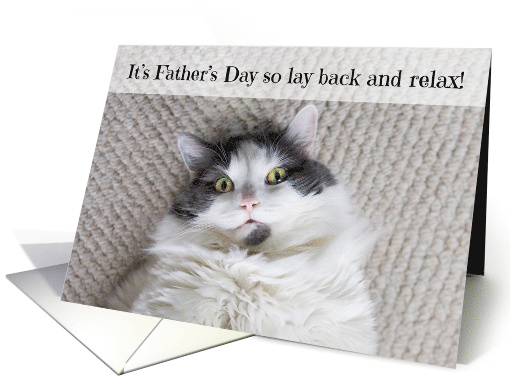Happy Father's Day Cat Relaxing Humor card (1569002)