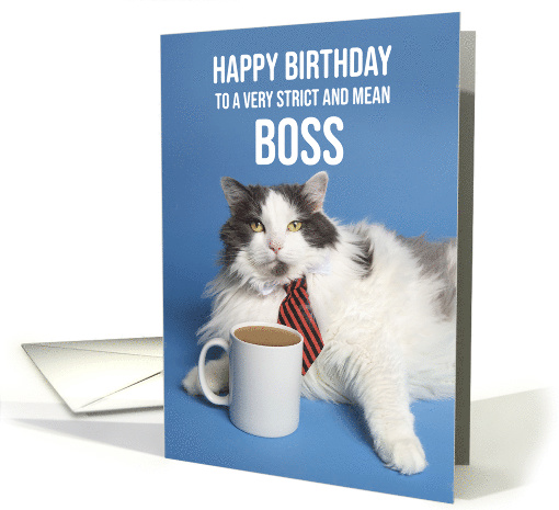Happy Birthday Boss Cat n Tie Humor card (1571656)