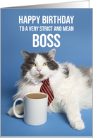 Happy Birthday Boss Cat n Tie Humor card