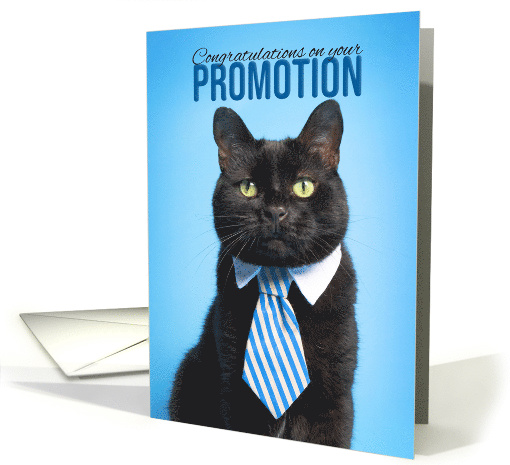 Congratulations on You Promotion Cat in Tie Humor card (1571660)