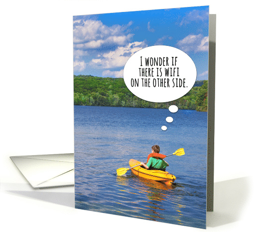 Hope You're Surviving at Summer Camp Boy in Kayak Humor card (1571816)