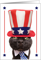 Happy Fourth of July Funny Cat in Patriotic Hat Humor card