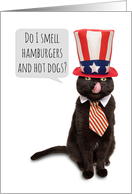 Happy Fourth of July Funny Cat Licking Face in Patriotic Hat Humor card