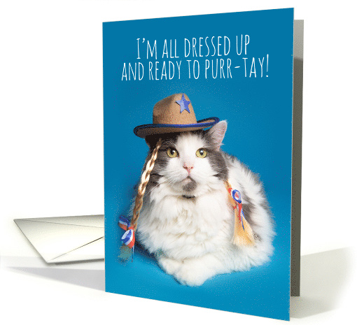 Happy Birthday Funny Cat in Cowboy Hat Humor card (1574880)
