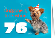 Happy 76th Birthday Yorkie in a Party Hat Humor card