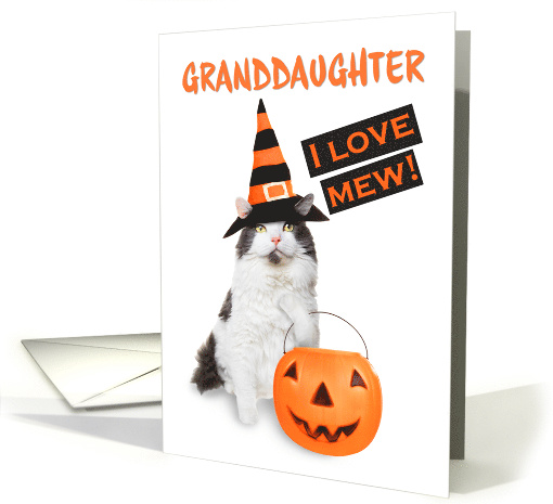 Happy Halloween Granddaughter Cute Kitty Cat in Costume card (1581388)