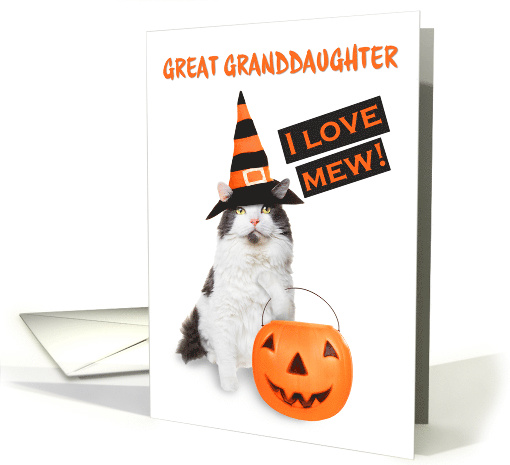 Happy Halloween Great Granddaughter Cute Kitty Cat in Costume card