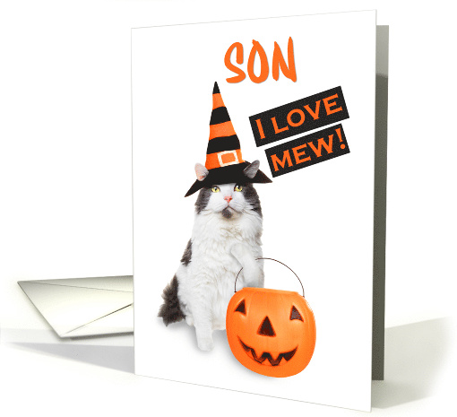 Happy Halloween Son Cute Kitty Cat in Costume card (1581580)