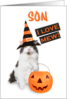 Happy Halloween Son Cute Kitty Cat in Costume card