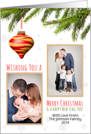 Merry Christmas Glass Ornament Custom Picture and Name card