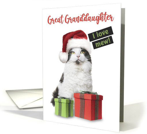 Merry Christmas Great Granddaughter Cute Cat With Presents card