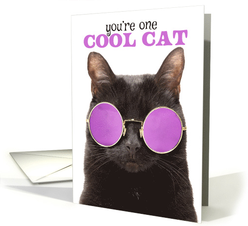 Happy Birthday Cute Hippie Cat Humor card (1587212)