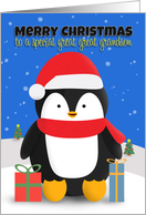 Merry Christmas Special Great Great Grandson Penguin in the Snow card